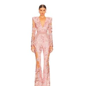 Zhivago out of the past Pink Floral Lace Jumpsuit